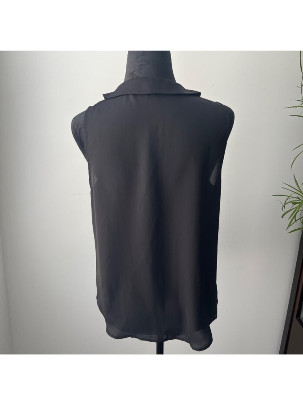 LC Lauren Conrad Black Chiffon Peter Pan Collar 3D Bow Blouse Coquette Medium - Picture 4 of 14